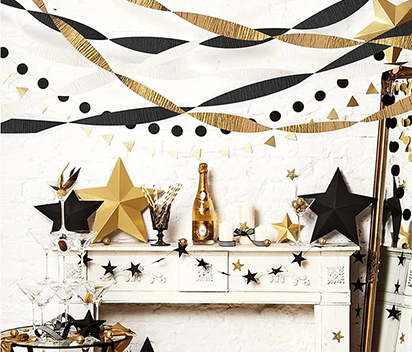 Black Crepe Paper Party Streamer