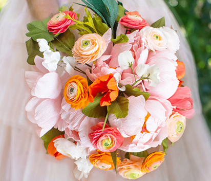 Handmade in extra wide crepe paper