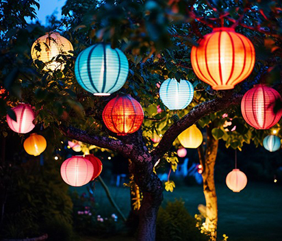 Hanging Confetti Paper Lanterns for Whimsical Event Decor