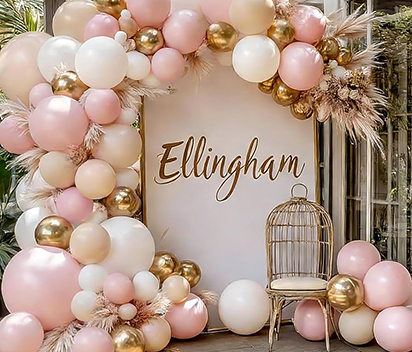 Minimalist Party Décor Trends Featuring Rose Gold and White Balloons