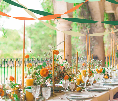 Harvest Festival Decorations Using Orange Crepe Paper Roll