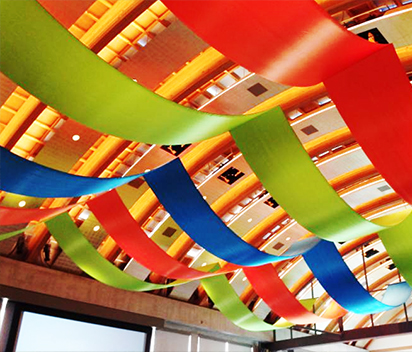 Using LED Lights with Crepe Paper Ceiling Decorations