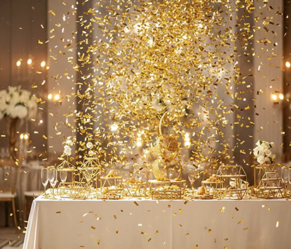 Luxury Event Styling with Metallic Wrapping Paper Confetti
