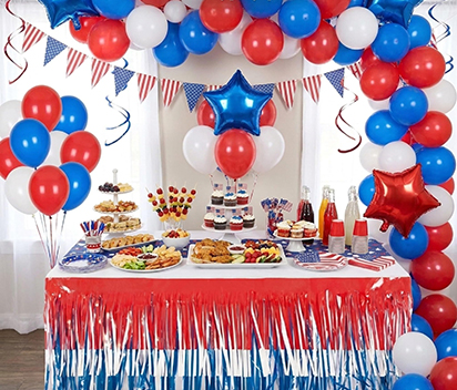 Transforming a Plain Room With Red, White and Blue Streamers
