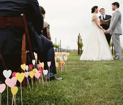 Crepe Paper Hearts for Wedding Aisles and Exits